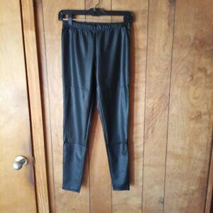 First Love Women's Black Faux Leather Elastic Waist Leggings Size M NWT